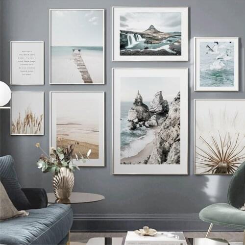 Wall Art Canvas Painting Dandelion Reed Seagull Bridge Sea Cliff Nordic Posters And Prints Wall Pictures For Living Room Decor