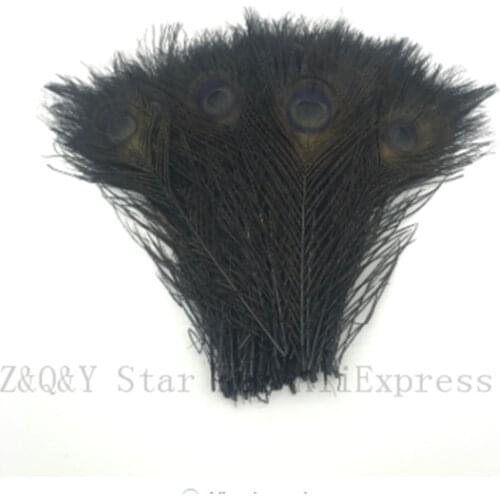 Natural 25--30CM (10-12 inches) peacock feather dyeing time black 50-100 DIY craft jewelry show mask accessories feather