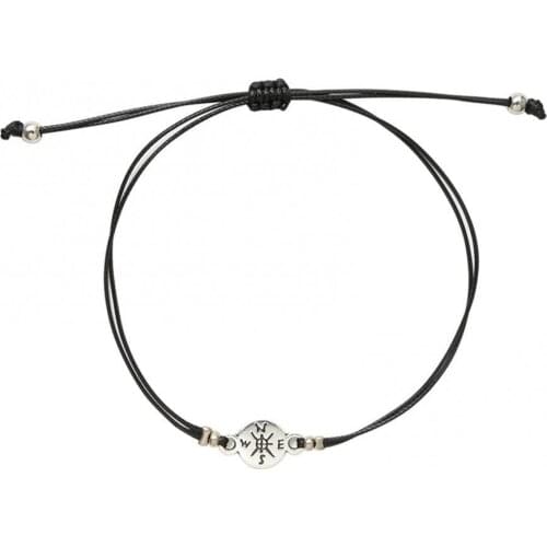 2021 New Fashion Simple 2Pcs Compass Shape Adjustable Wax Rope Couple Bracelet Friend Gift Accessories