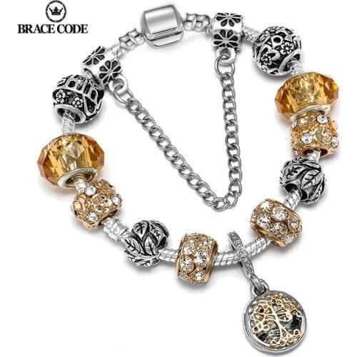 New silver-plated bracelet with Tibetan silver beads. DIY family tree pendant. Suitable for European elegant Women bracelet gift