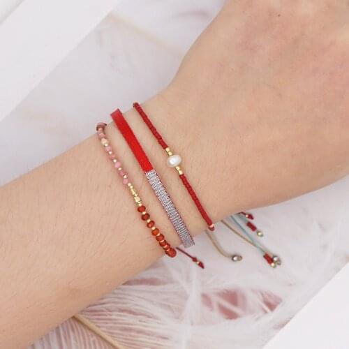 New Vintage Freshwater Pearl red Chakra Crystal Bohemian Bracelet For Women Minimalist handmade Wristband Boho Bracelets Jewelry