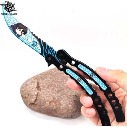 Scissor Seven Learning Butterfly Knife Magic Hero Balisong Curved Anime Trainers Blunt Blade For Begginers