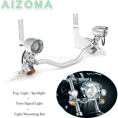 Motorcycle 12v Driving Passing Fog Lamp Spotlights Turn Signal Bracket Light Bar For Harley Touring 94-13 Street Electra Glide