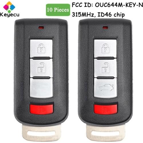 KEYECU 10 Piece/Lot Smart Remote Control Car Key - 4 Button 315MHz - FOB for Mitsubishi Lancer Outlander 2008-2016 OUC644M-KEY-N
