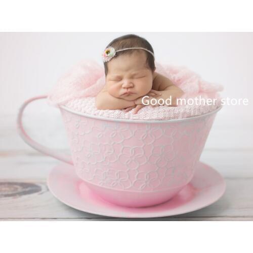 Baby Photography Props Iron Basket Tea Cup Fotografia Accessories Infantil Toddler Studio Shooting Photo Props Shower Gift
