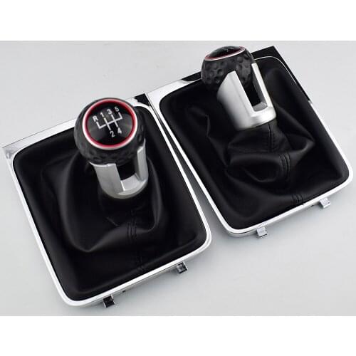 5 6 Speed Gear Head Black Shift Knob Gear Knob Boot Gaiter Frame For VW Passat B6 2005-2011