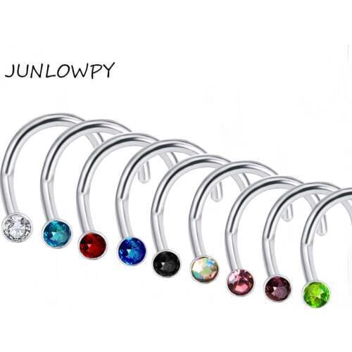 JUNLOWPY Nose Piercing Studs Jewelry 20G Nose Rings Gold Silver Woman Screw Nose Pin Crystal Body Bone Retainer Small Cheap
