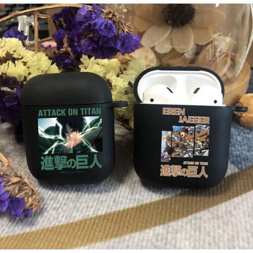 Anime Attacking Giant Black TPU silicone Bluetooth Airpod Case For Airpods 1/2 Airpods pro soft cover