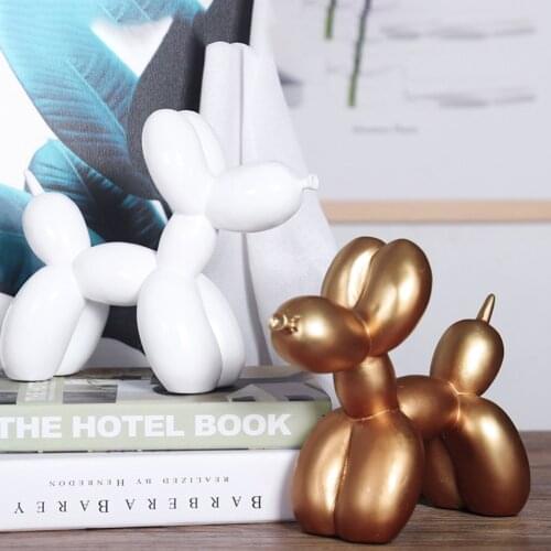 Nordic Style Cute Balloon Dog Shape Sculpture Home Desktop Room Cake Baking Shop Resin Animals Statue Craftwork Decoration