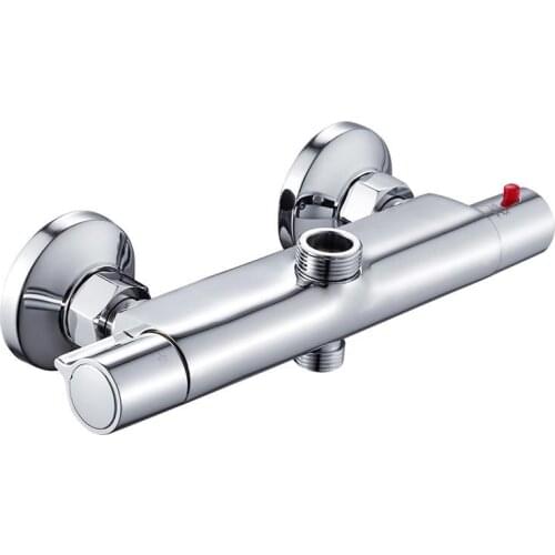 Bath Shower Faucet Thermostatic Faucets Wall Mounted Mixer Valve Tap Temperature Control Rain Shower Chrome Bathroom Twin Outlet