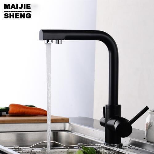 Kitchen faucet 3 way function Kitchen Faucet water filter mixer tap Black paint 3 way water filter kitchen faucet pure water