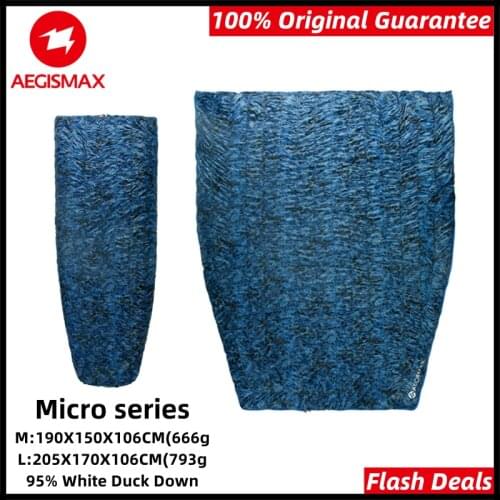 Aegismax Micro 95% White Duck Down Sleeping Bag Ultralight Hiking Camping Outdoor Envelope Quilt 3 Season 700FP Can Be Spliced