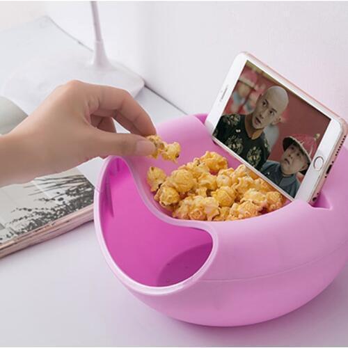 Creative Lazy Snack Round Bowl Plastic Snack Storage Box Bowl Detachable Double Lazy Fruit Plate Bowl