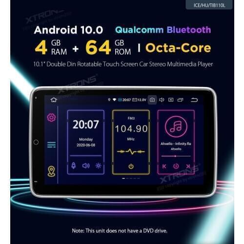 XTRONS Android 10.0 Octa Core 10.1'' IPS Screen 2 Din Universal Car DVD Radio Stereo Player 4GB RAM & 64GB ROM Rotatable Screen