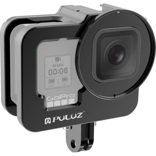 For GoPro HERO9 Black Thicken Housing Shell CNC Aluminum Alloy Protective Cage with Insurance Frame 52mm UV Lens for Hero 9 Blac