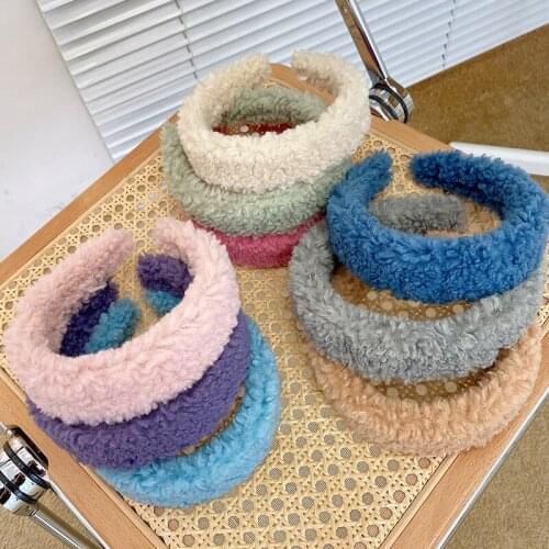 Women Girls Candy Lambswool Sweet Elegant Width Hairbands Headwears Lady Lovely Soft Headbands Female Fashion Hair Accessories