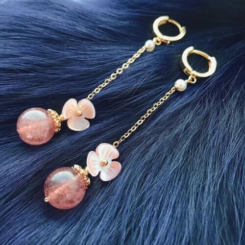 CCijiNG Natural Crystal Earrings Delicate Floret Eardrop for Women Lucky Sweet Accessories Gift 925Silver Needle EH2203