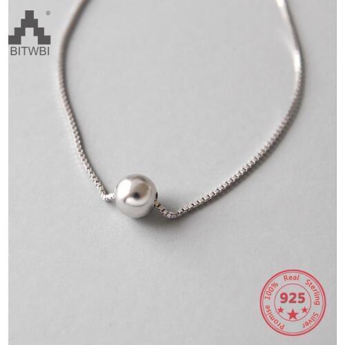 100% S925 Sterling Silver Beads Pendant Necklace 2019 Hot Sell Simple Design Ball Ladies Short Chain Necklace&Pendants