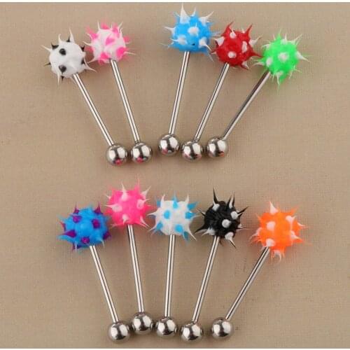 10Pcs Piercing Jewelry Lip Eyebrow Barbell Tongue Bar Rings Silicone Balls