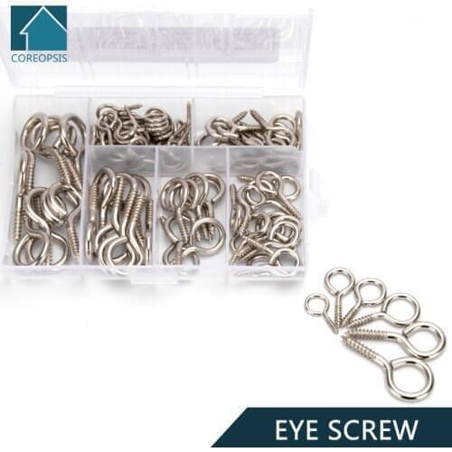 100pcs Nickel Plated Eye Pins Hooks Eyelets Screw Threaded Clasps Hooks Self-tapping Screws Eye-pins For Jewelry DIY