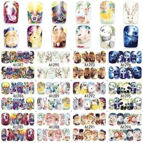 12Sheets Animal Flower Dreamcatcher Nail Sticker Non Toxic Self Adhesive Decor