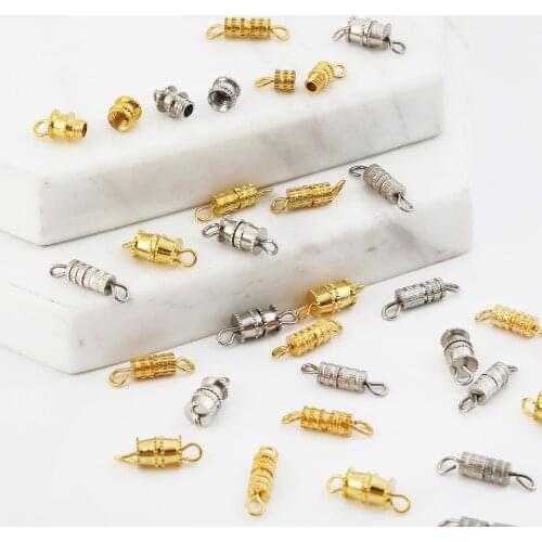 20pcs 4x14mm Rhodium Gold Plated Copper Metal barrel clasps Screw Clasp Buckle Suit for Necklace Bracelet DIY jewelry finding