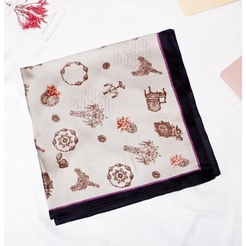 2020 70x70 Floral FlowerMultipurpose women Silk twill scarf Satin square tie Hairband ladies foulard femme towel bufanda shawl