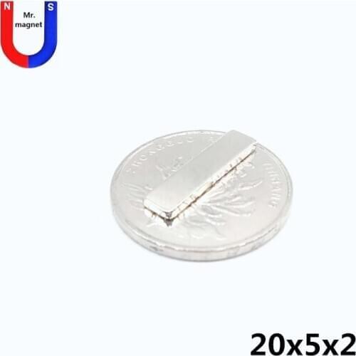 50/200/1000pcs 20x5x2 magnet NdFeB 20*5*2 neodymium magnet cube 20mm x 5mm x 2mm super strong permanent magnetic material cuboid