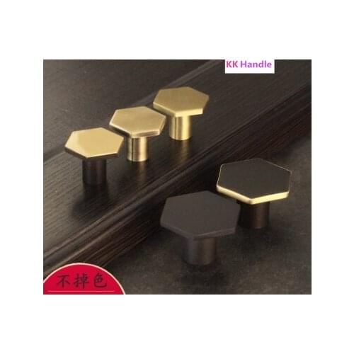 Antique Bronze Hexagon Knobs Solid Cabinet Handle Dresser Knobs Drawer Pulls Gold Kitchen Knobs for Cabinet