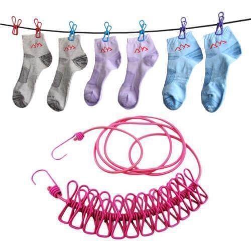 Hiking Camping Clothesline (2 Sets) ShineTrip 180cm PVC & Stainless Steel with 12 clips Outdoor Sports Travel Clothesline