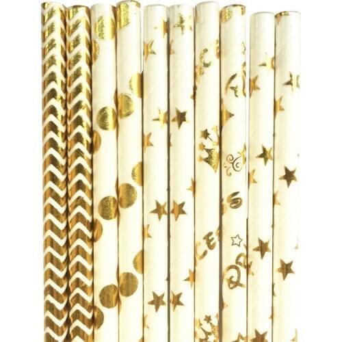 Free DHL/FEDEX/UPS 1000pcs Paper Straws, Foil Gold Paper Straws, Drinking Paper Straws Foil Straws Party Deco