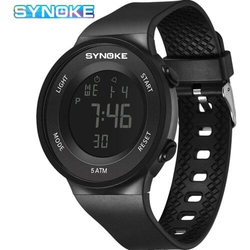 SYNOKE Digital Watch For Men Women Waterproof Sport Electronic LED Male Wrist Watch White Fashion Army Multifunctional Clock
