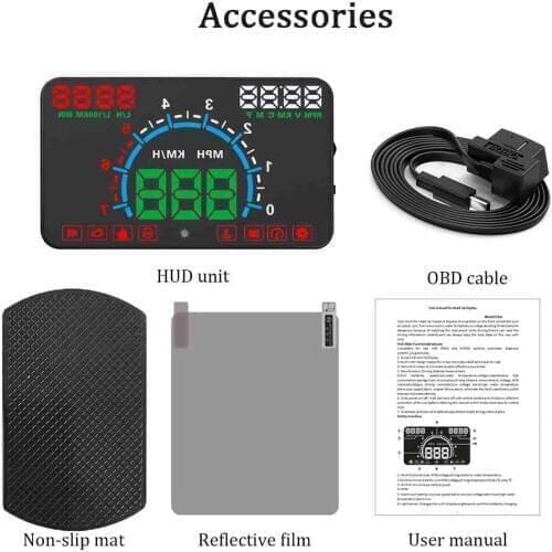 E350 5.8" Screen Auto OBDII Car HUD OBD2 Head Up Display KM/h MPH Overspeed Warning Windshield Projector Alarm System