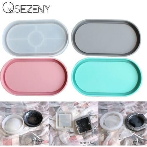 DIY Oval Mold Ashtray Mold Coaster Flexible Silicone Tray Mold Polygon Epoxy Resin Casting Molds Plaster Mold DIY Craft Tool