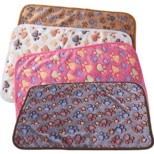 New Cute Dog Bed Mats Soft Flannel Fleece Paw Foot Print Warm Pet Blanket Sleeping Beds Cover Mat For Small Medium Dogs Cats