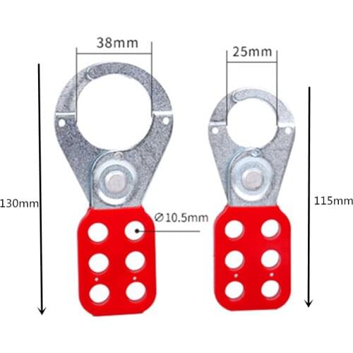 Red Industrial Buckle lock Six-hole Security hasp Steel Hook 1"1.5 inch padlock Fireproof scissor action hardware master locks