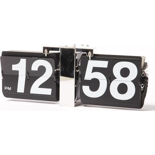 Creative Auto Flip Clock Table Watch Modern Design Retro Stainless Steel Dial Gear Art Quartz Wall Clocks Desktop Office Bedside