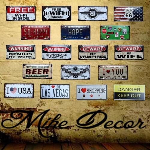 [ Mike86 ] Beer WiFI Route66 Metal Sign Antique Craft Bar Home Tin Wall Plaque Decoration 30*15 CM FG-113
