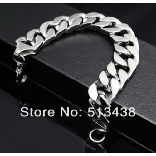Fashion mens high-grade Curb chain heavy casting 100% Stainless Steel 16mm link chain Bracelet free shipping