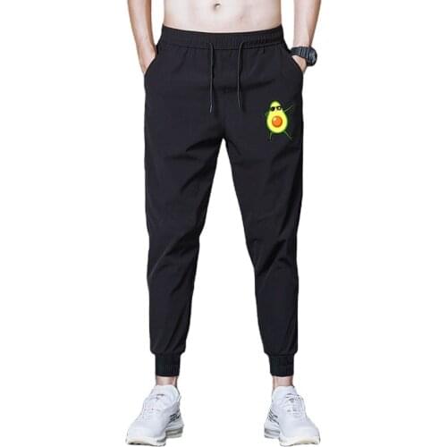 Men Casual Loose Cartoon Avocado print Sport Pants Tie Feet Long Pants Men Elastic Waist Quick Dry Sweatpants Trousers
