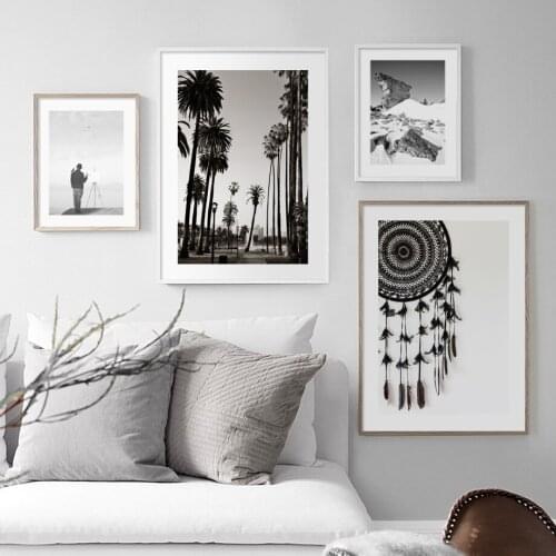 Wall Art Canvas Painting Plant Painter Snow Mountain Nordic Posters And Prints Black White Wall Pictures For Living Room Decor