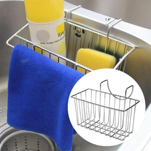 New Stainless Steel Sink Rack Hanging Rustproof Sink Caddy Kitchen Sink Organizer Sponge Holder with Hook Kitchen Dish Rack