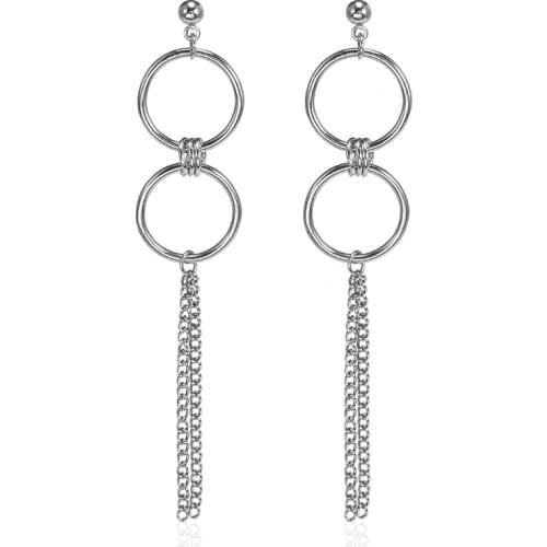 New Korean Statement Chain Tassel Earrings Geometric Long Earrings For Women Fashion Jewelry Oorbellen Brincos Aretes De Mujer