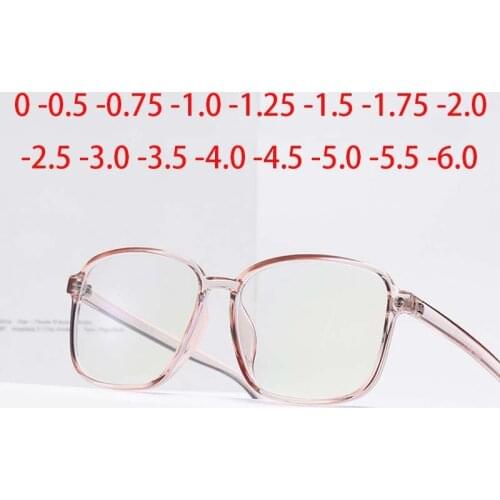 Big square frame Finished Myopia Glasses Anti-blue light Eyewear Diopter 0 -0.5 -0.75 -1.0 -2.0 -2.5 -3.0 To -6.0
