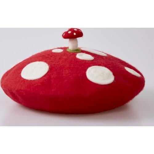 2021 Hat Birthday Gift Hat Original Cute Mushroom Handmade Wool Felt Berets Creative Painter