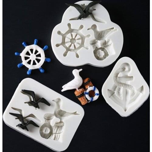 Sailboat Anchor Seagull Silicone Mold Fondant Mould Cake Decorating Tools Chocolate, Gumpaste Molds, Sugarcraft ,Kitchen Gadgets