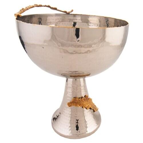 Porio Silver Gold Leaf Footed Bowl 27x26x25