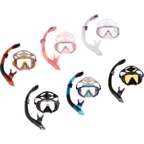 Professional Full Dry Anti-Fog Mask Dry Top Snorkel with Silicon Mouthpiece & Adjust Strap for Swimming Diving Spearfishing