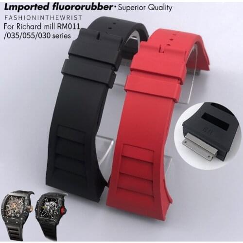 High Quality Silicon fluorine rubber Watch strap For RM strap -011 Richard Watchband Bracelet White Red Black 25mm Screw Series