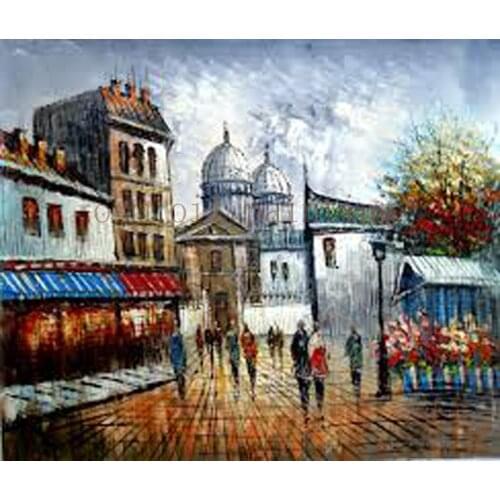 Handmade Modern Abstract Paris City Eiffel Tower Street Canvas Landscape Oil Painting Home Decoration Wall Artwork Hang Pictures